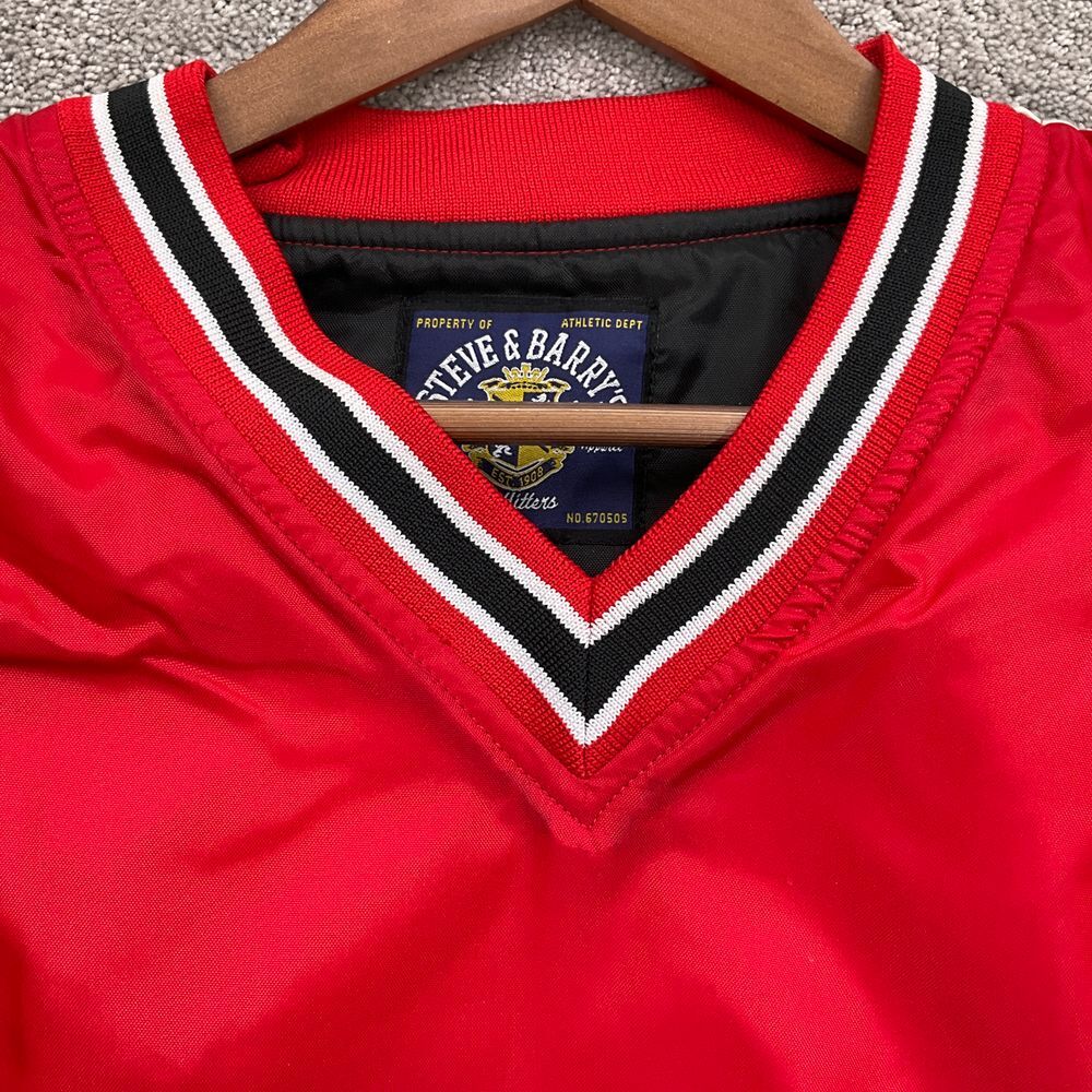 Steve & Barrys Jacket Men XL Red Windbreaker Athletic Nylon Blank Pullover V‎ - Picture 2 of 9